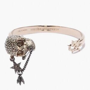 Alexander McQueen Crystal Skull Open Cuff Bracelet